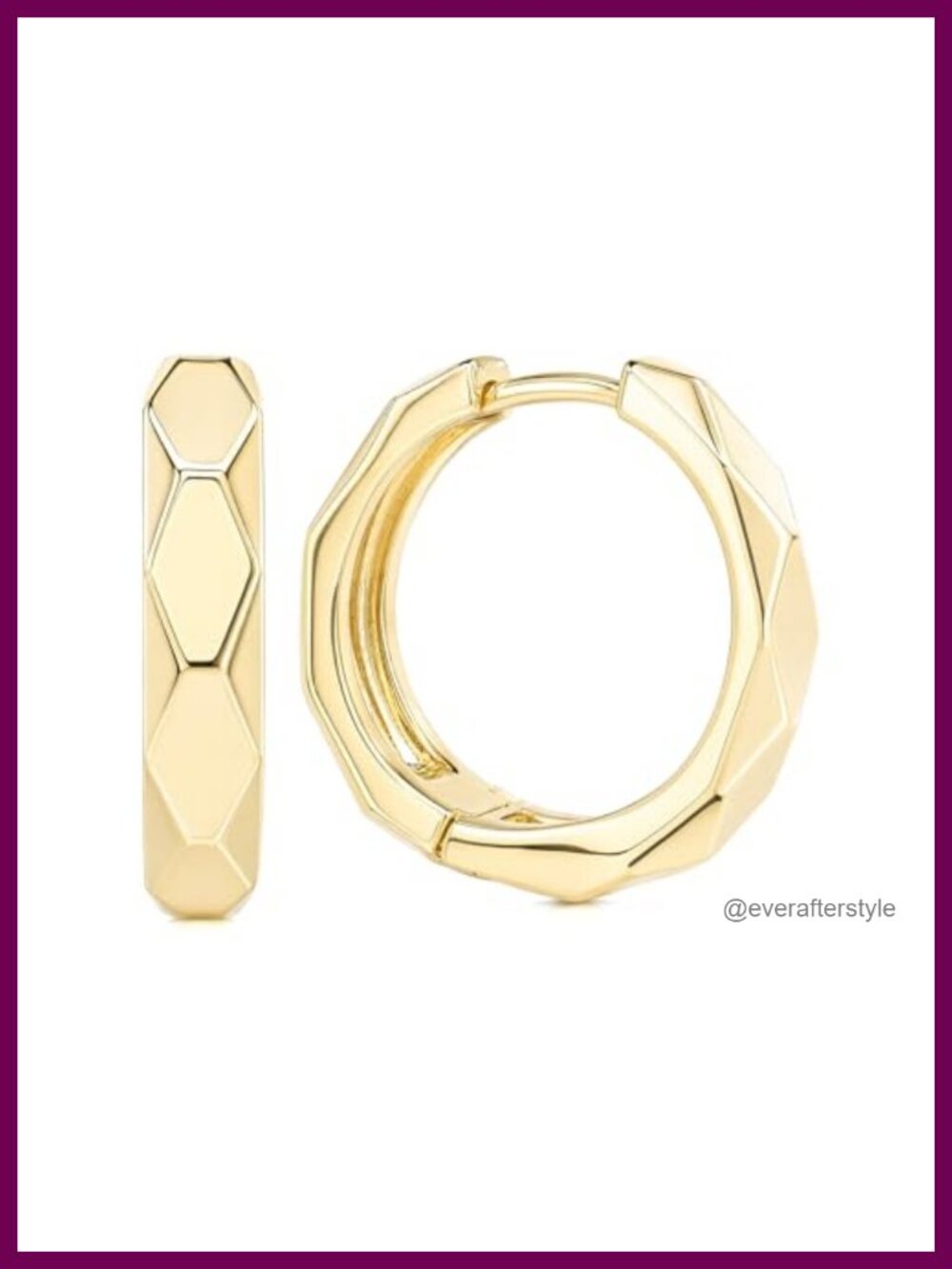 Chunky Diamond-Cut Huggie Hoop Earrings 20mm Hypoallergenic Gold Plated